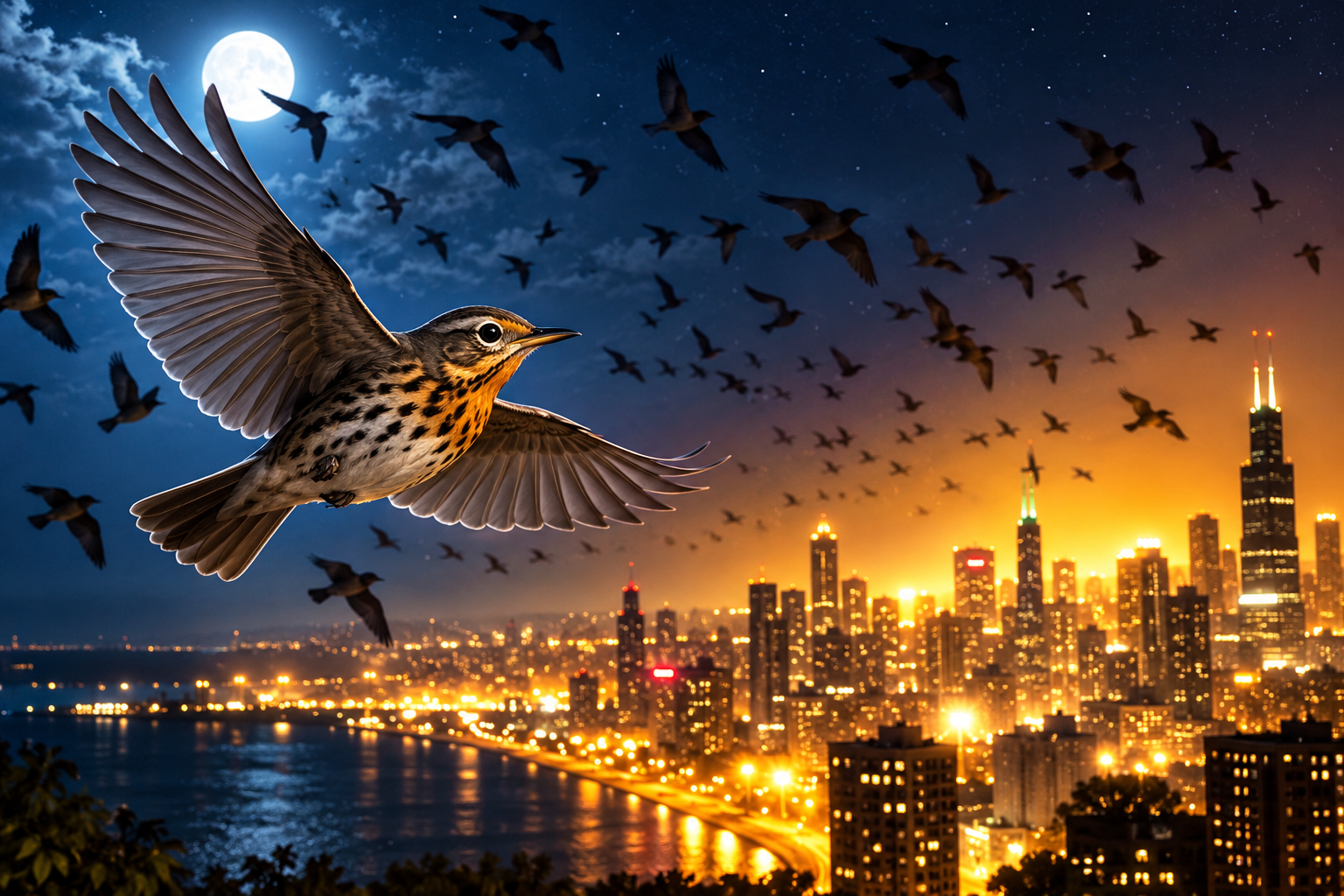 Lights Out for Birds: How Light Pollution Disrupts Fall Migration