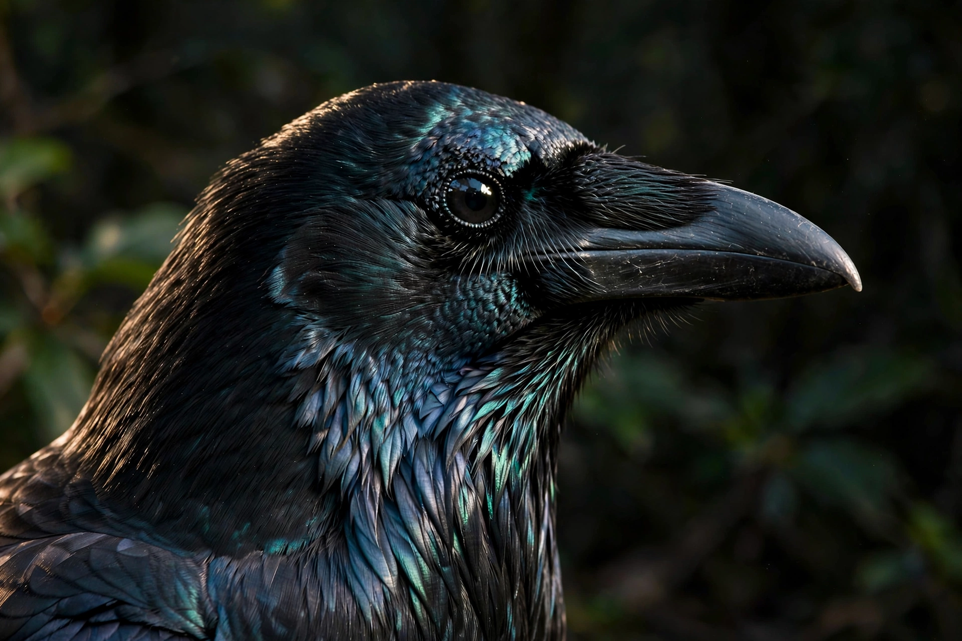 Close-up profile of a crow with an alert, intelligent gaze, showing how smart are crows