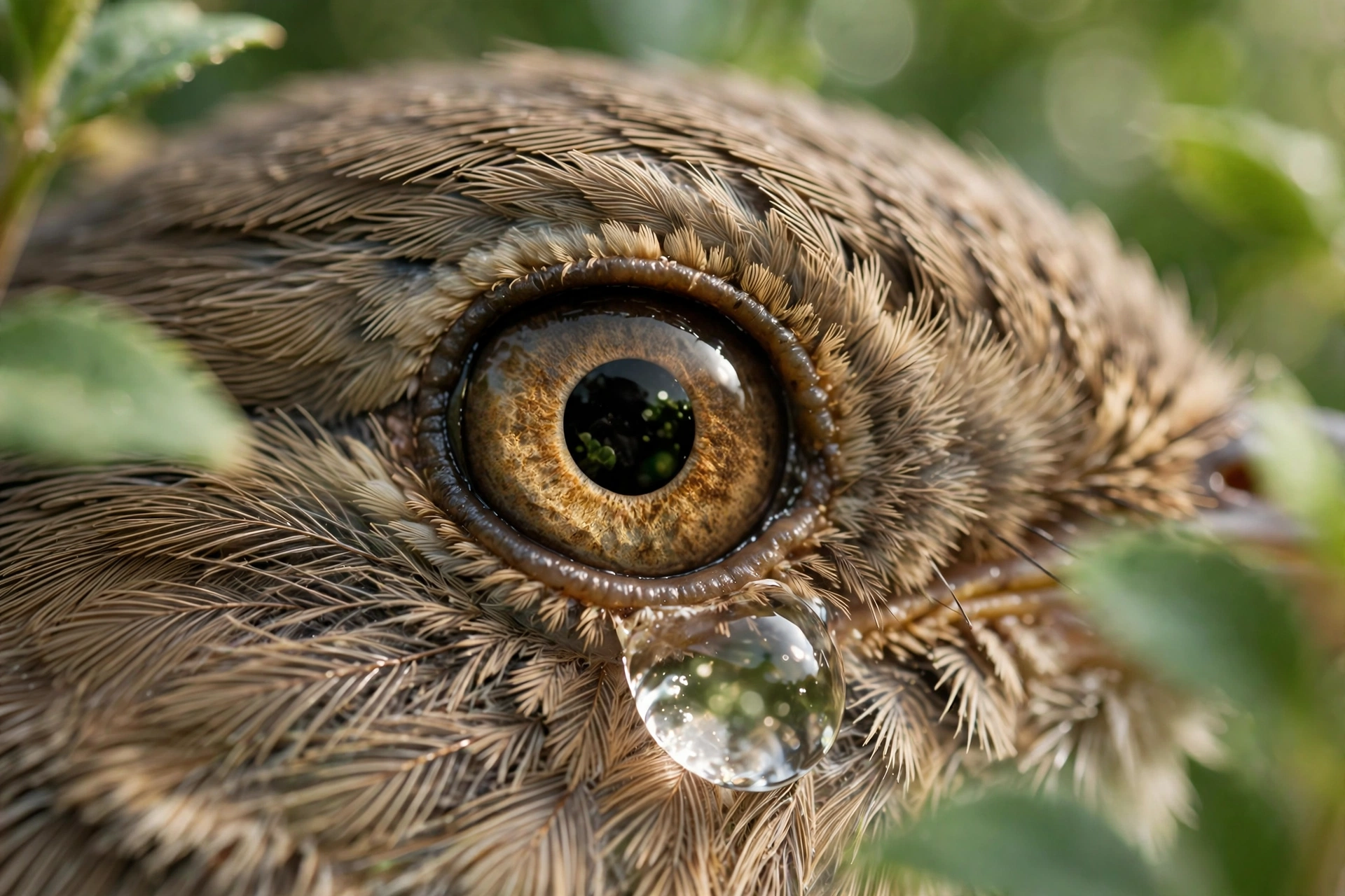 Can Birds Cry? The Truth About Bird Tears and Emotions 2 Macro close-up of a songbird's eye with a glistening tear-like droplet