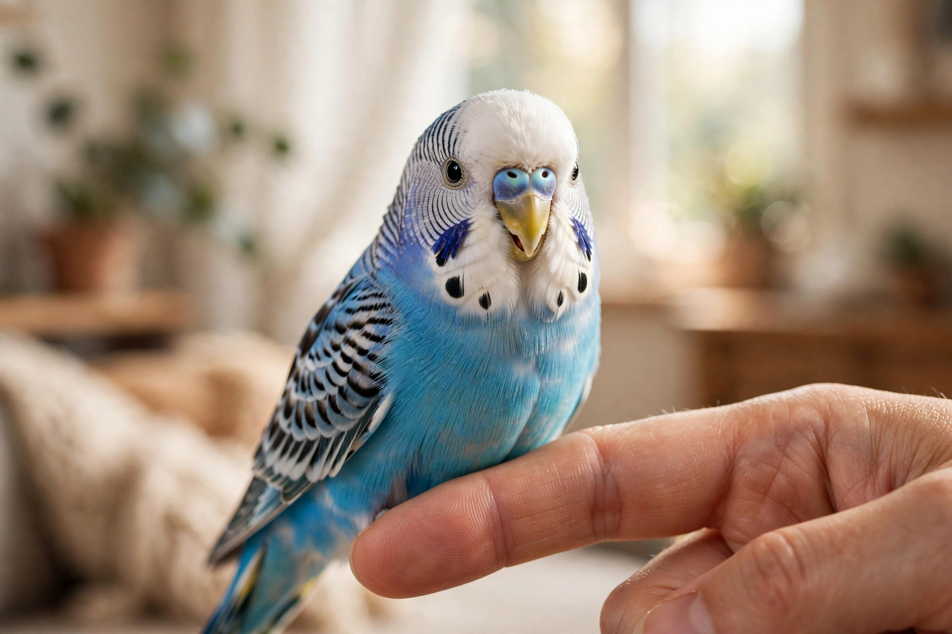 Solo budgie perched alone on a branch, representing a happy single budgie